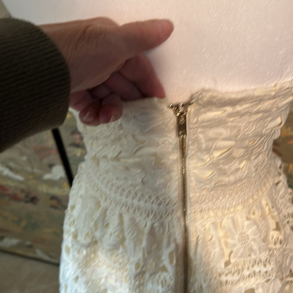 ROMEO & JULIET COUTURE CREAM LACE MINI STRAPLESS COCKTAIL DRESS SIZE S - Picture 7 of 16